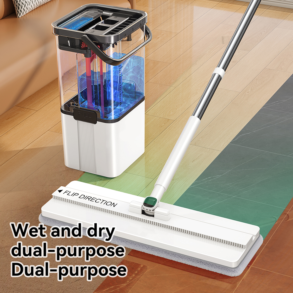 New Hand Free Washing Easy Use Self-Washed Magic Flat Mop, Squeeze Mop with Bucket Mop