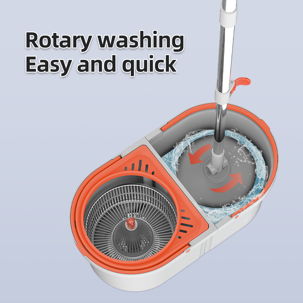 High Quality Stainless Steel Pole Removable Refills Hands Free Washing Mop with Detachable Bucket Easy Cleaning Spin Mop