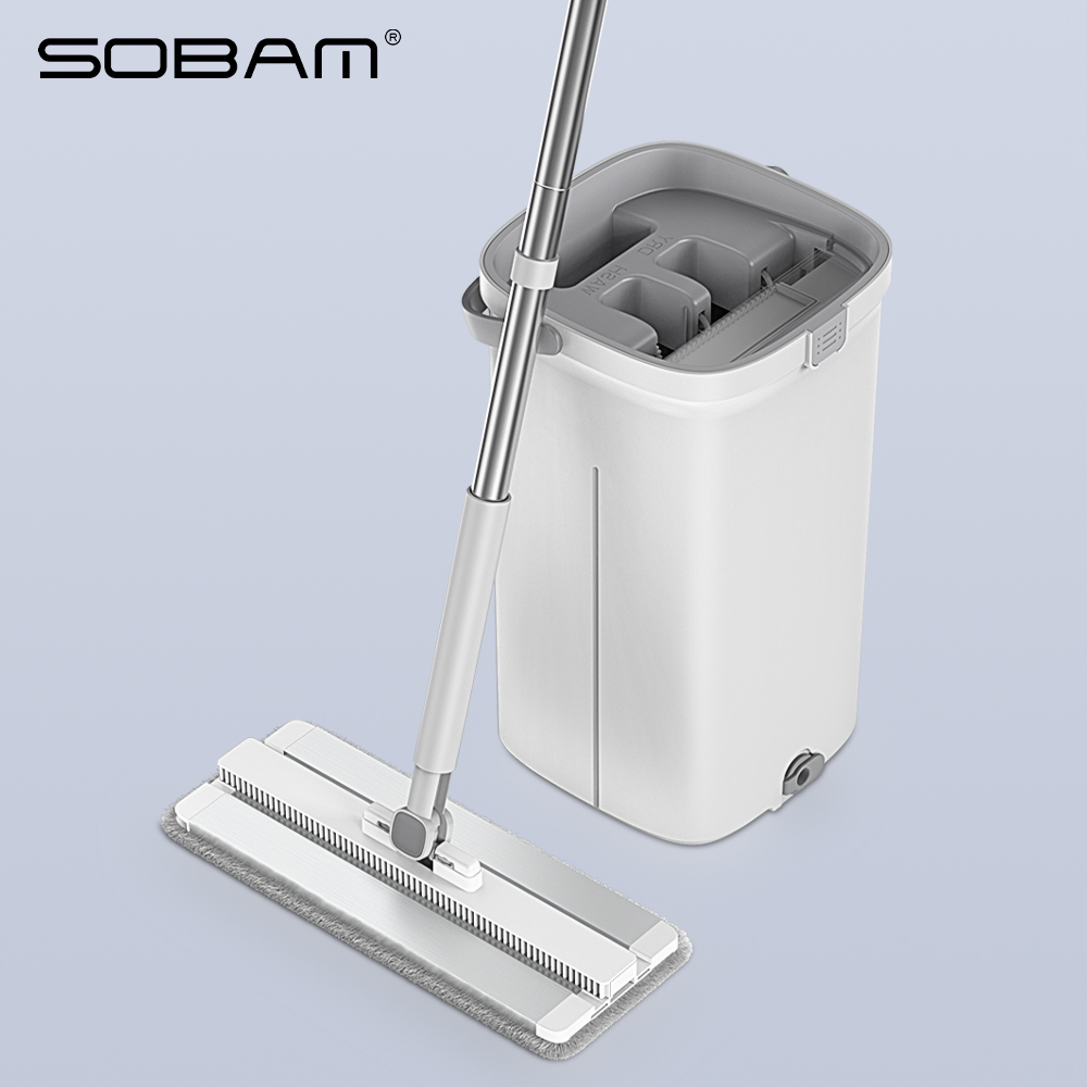 Household Free Hand Squeeze Sewage Separation Mop Washing Dry Wet Tool Scrape Cleaning Bucket Cleaning Mop