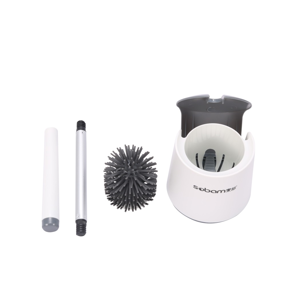 Toilet Bowl Brush and Holder, Toilet Brushes Cleaner Set for Bathroom, Household Cleaning Tools, Silicone Bristles Toilet Scrubber, Floor Standing Brush