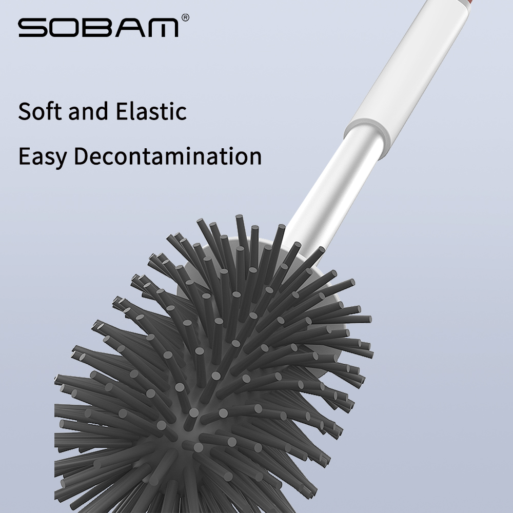 Wholesale High Quality Bathroom TPR Toliet Brush Cleaning Rubber Bristles Round Silicone Toilet Brush with Holder