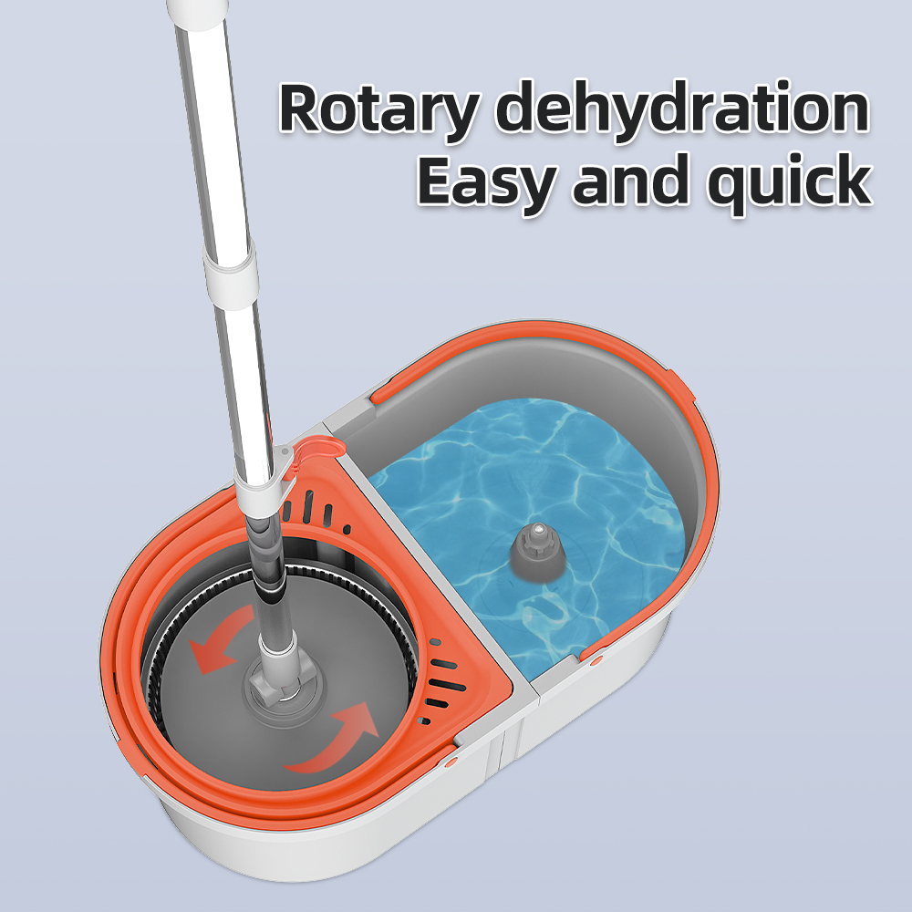 High Quality Stainless Steel Pole Removable Refills Hands Free Washing Mop with Detachable Bucket Easy Cleaning Spin Mop