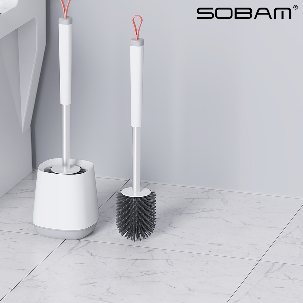 Wholesale High Quality Bathroom TPR Toliet Brush Cleaning Rubber Bristles Round Silicone Toilet Brush with Holder