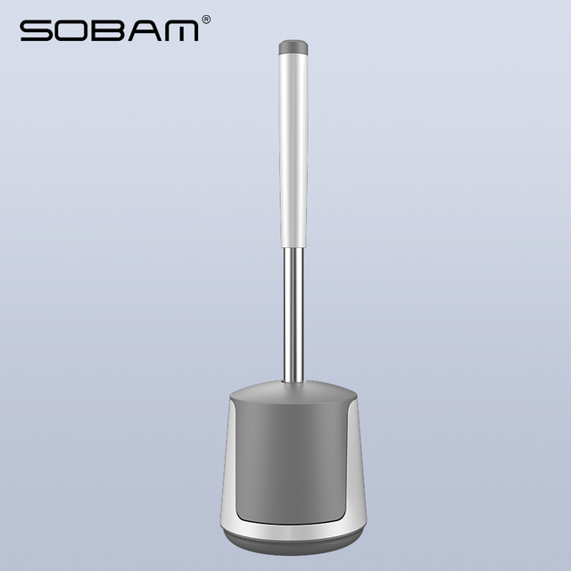 Toilet Bowl Brush and Holder, Toilet Brushes Cleaner Set for Bathroom, Household Cleaning Tools, Silicone Bristles Toilet Scrubber, Floor Standing Brush