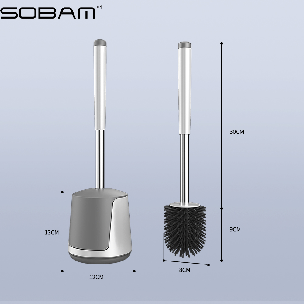 Toilet Bowl Brush and Holder, Toilet Brushes Cleaner Set for Bathroom, Household Cleaning Tools, Silicone Bristles Toilet Scrubber, Floor Standing Brush