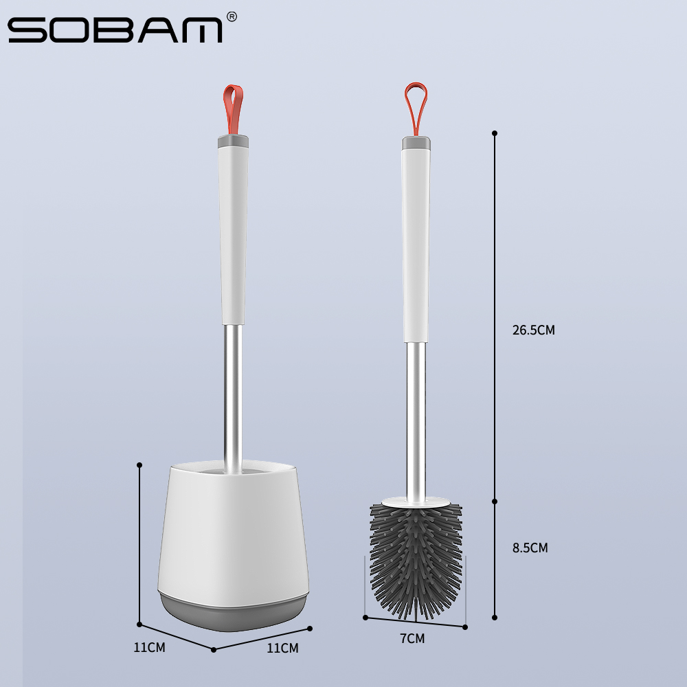 Wholesale High Quality Bathroom TPR Toliet Brush Cleaning Rubber Bristles Round Silicone Toilet Brush with Holder