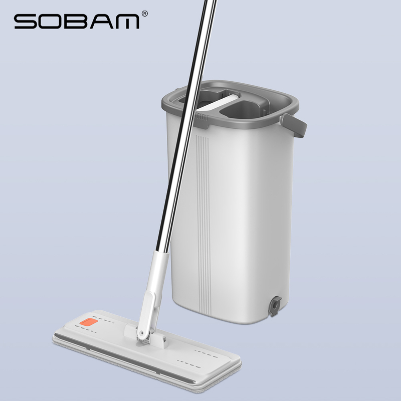 Factory Outlet Microfibre Flat Mop and Bucket Set Easy Home Free Hand Washing Scratch 