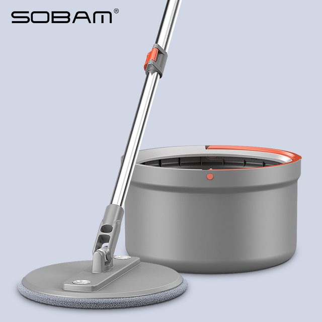 Sobam 360 Hand Free Microfiber Spin Mop Dirty Clean Water Separated Spin Mop And Bucket Set