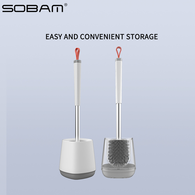 Wholesale High Quality Bathroom TPR Toliet Brush Cleaning Rubber Bristles Round Silicone Toilet Brush with Holder