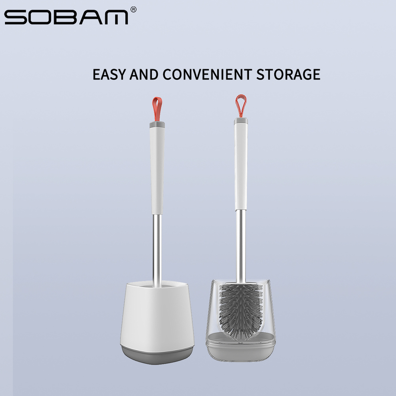Wholesale High Quality Bathroom TPR Toliet Brush Cleaning Rubber Bristles Round Silicone Toilet Brush with Holder