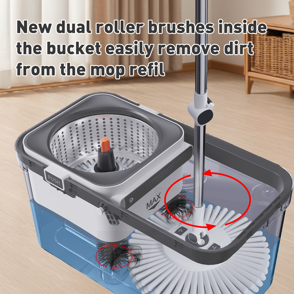 Hand Free Washing Mop 360 Degrees Spin Mop with Replaceable Head and Bucket Microfiber Floor Mop