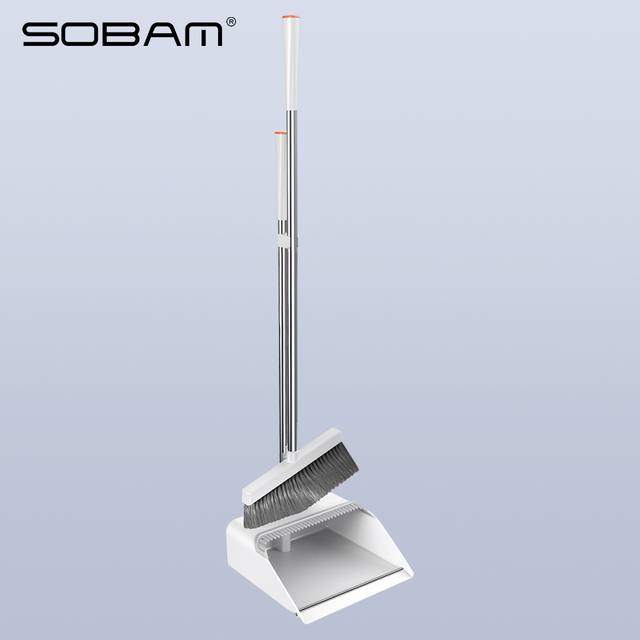 2022 New Plastic Dustpan & Broom Set Upright with Long Connected Handle for Household Floor Cleaning