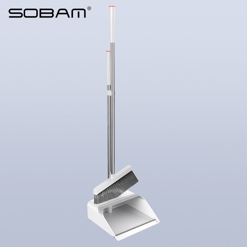 2022 New Plastic Dustpan & Broom Set Upright with Long Connected Handle for Household Floor Cleaning