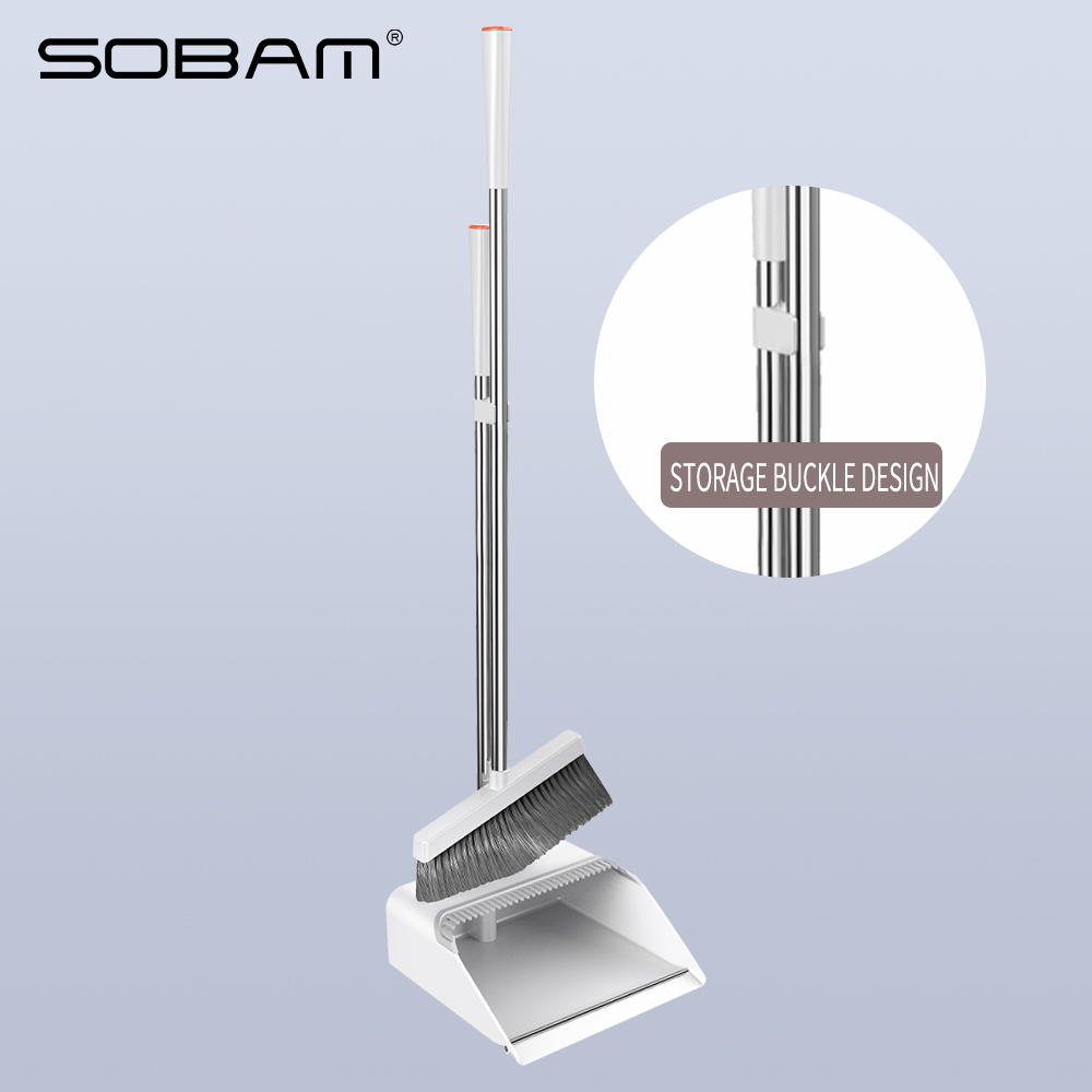 2022 New Plastic Dustpan & Broom Set Upright with Long Connected Handle for Household Floor Cleaning