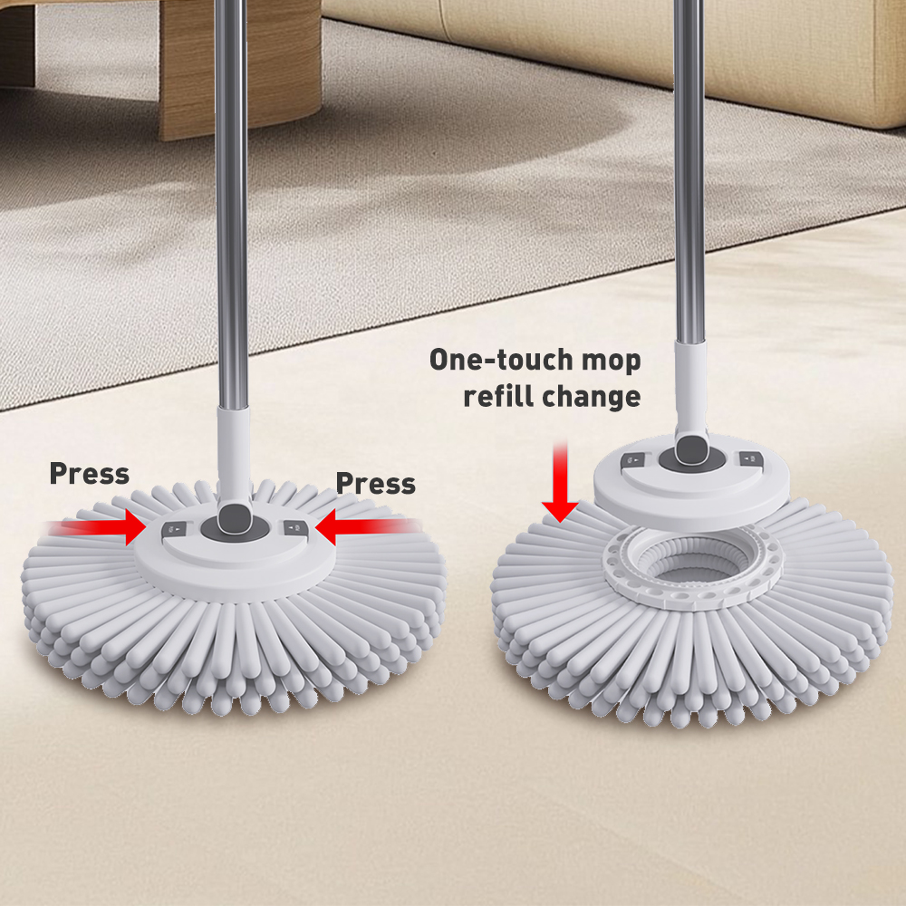 Hand Free Washing Mop 360 Degrees Spin Mop with Replaceable Head and Bucket Microfiber Floor Mop