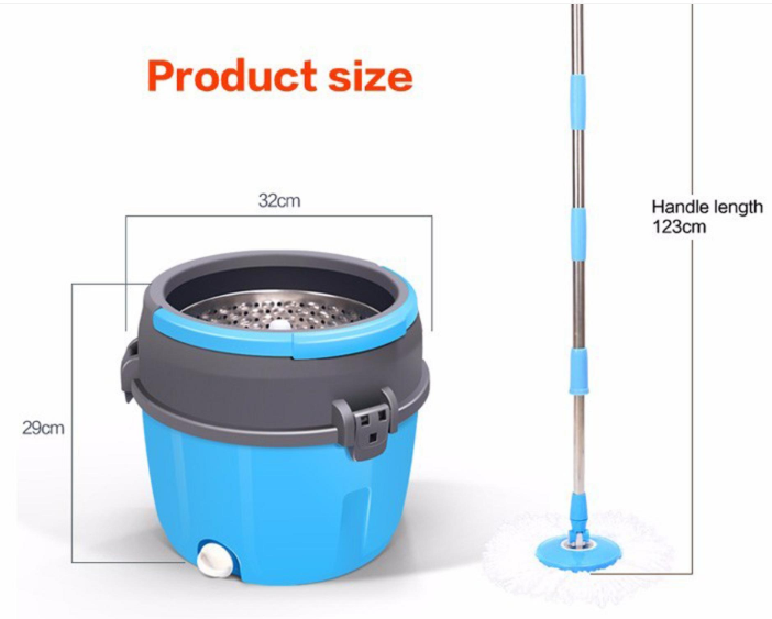 Hand Free Washing Mop 360 Degrees Spin Mop with Replaceable Head and Bucket Microfiber Floor Mop