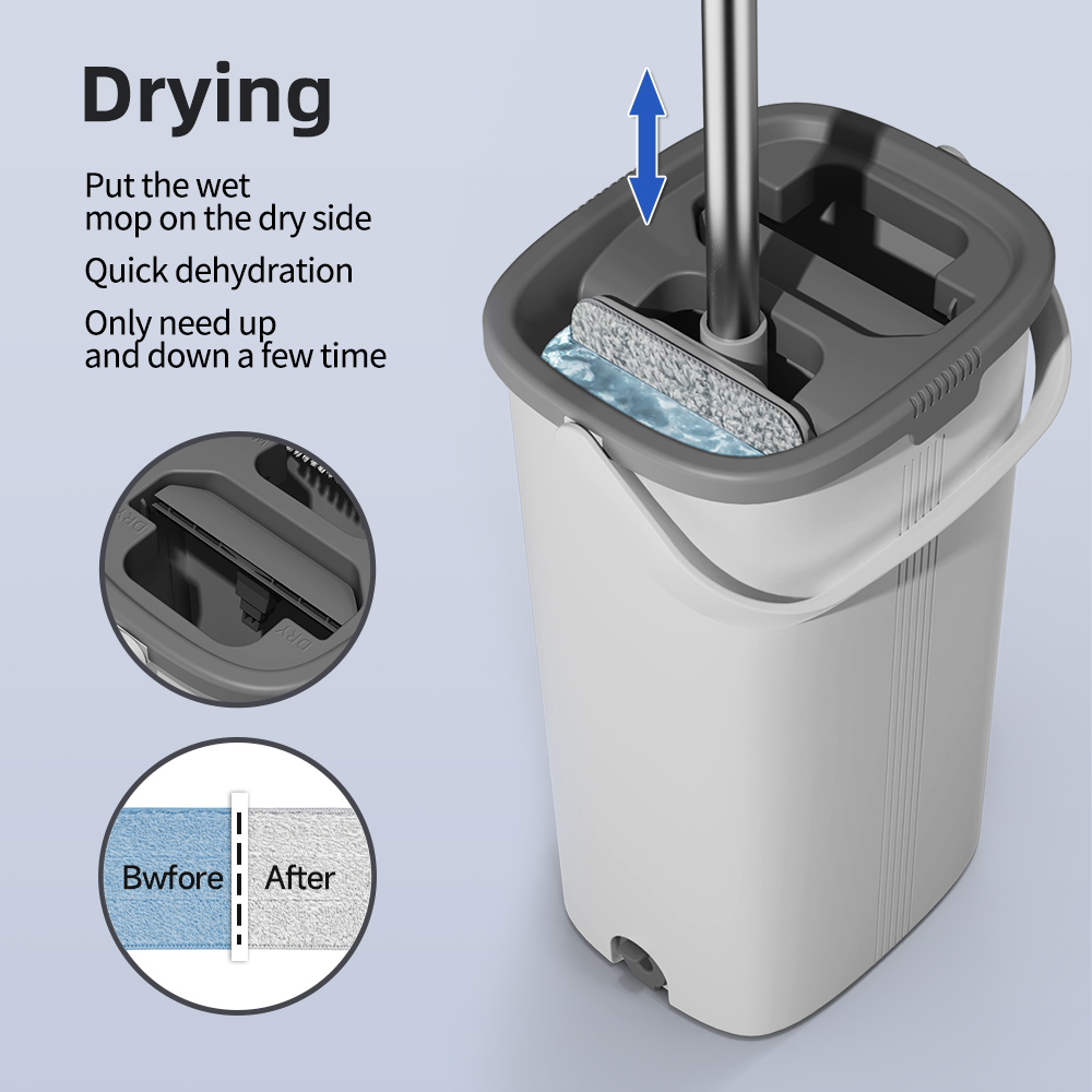 Factory Outlet Microfibre Flat Mop and Bucket Set Easy Home Free Hand Washing Scratch 