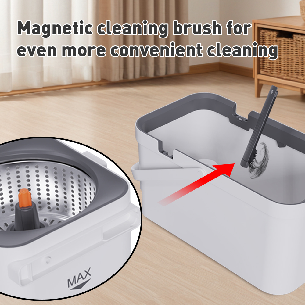 Hand Free Washing Mop 360 Degrees Spin Mop with Replaceable Head and Bucket Microfiber Floor Mop
