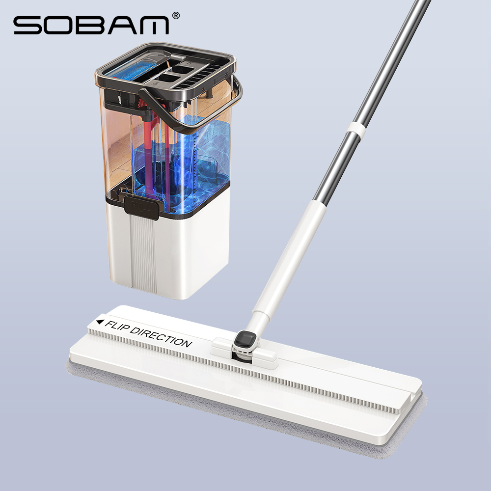 New Hand Free Washing Easy Use Self-Washed Magic Flat Mop, Squeeze Mop with Bucket Mop