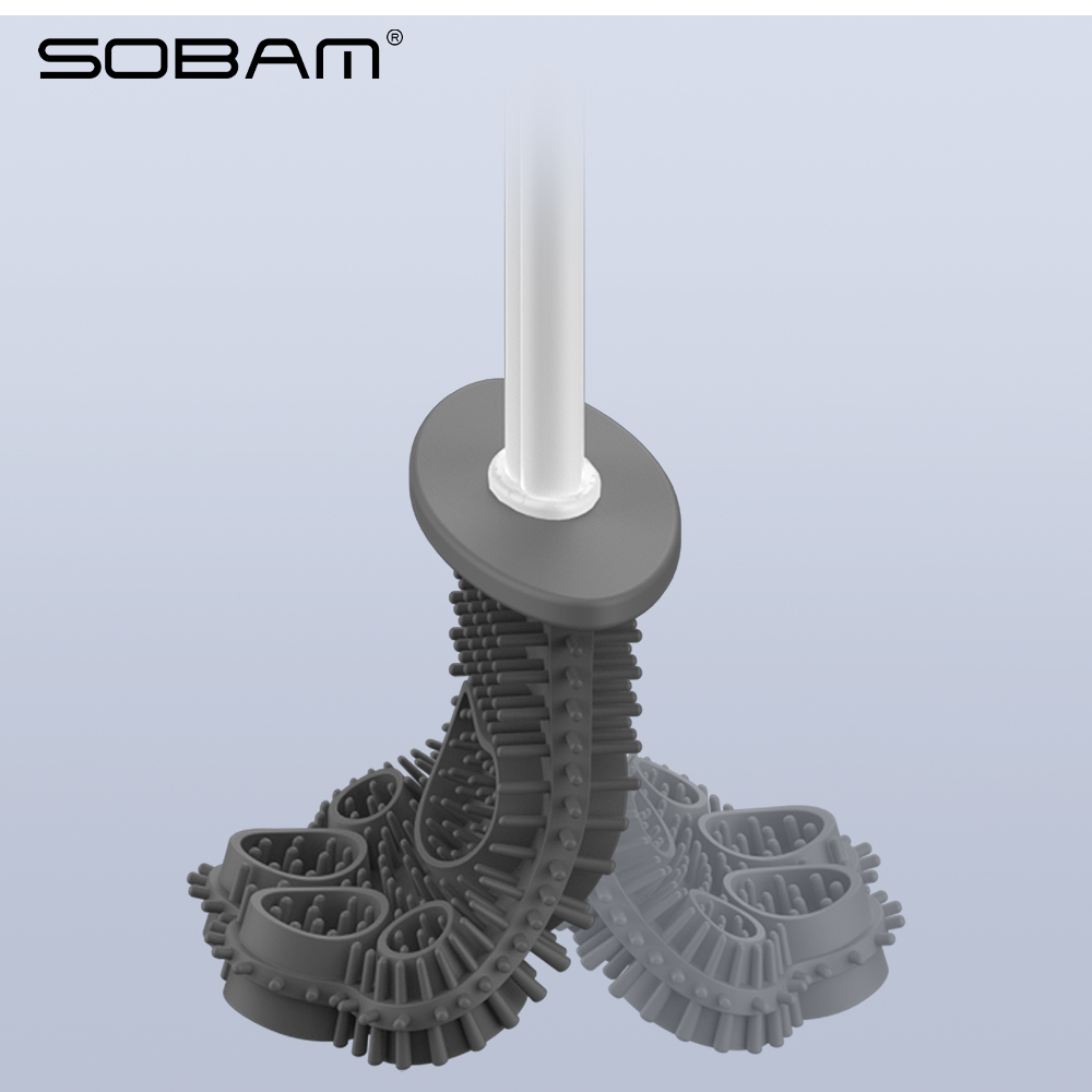 Sobam TPR Silicone Toilet Brush Set Soft Rubber Long Handle Toilet Cleaning Brush MT04