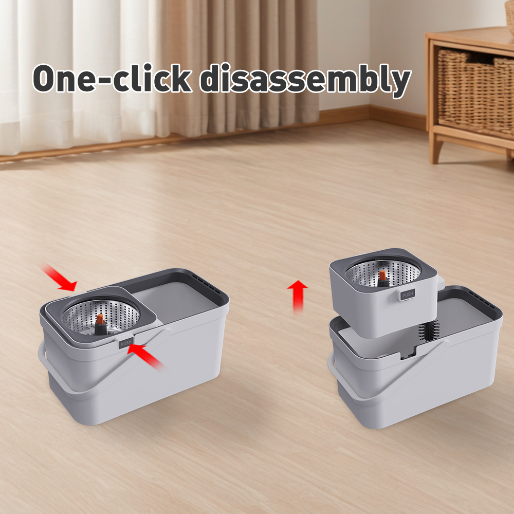 Hand Free Washing Mop 360 Degrees Spin Mop with Replaceable Head and Bucket Microfiber Floor Mop