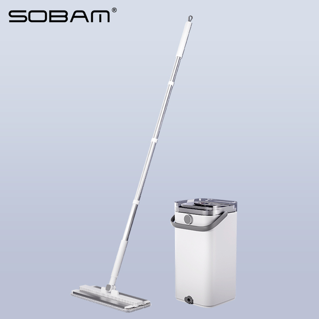 Household Free Hand Squeeze Sewage Separation Mop Washing Dry Wet Tool Scrape Cleaning and dirty water separation Bucket Mop