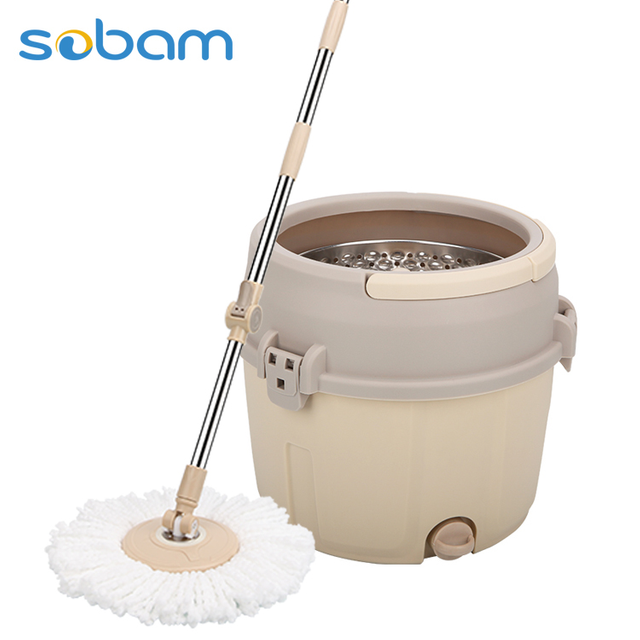 Hand Free Washing Mop 360 Degrees Spin Mop with Replaceable Head and Bucket Microfiber Floor Mop