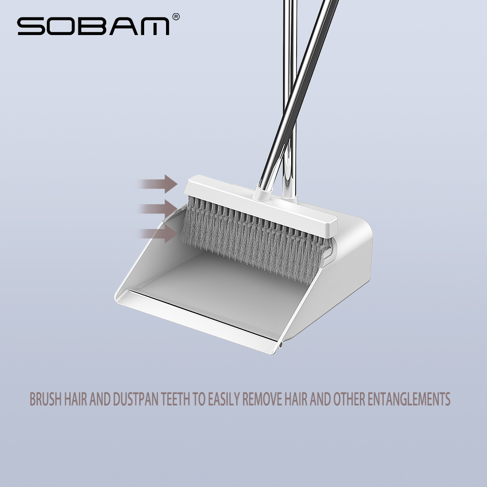 2022 New Plastic Dustpan & Broom Set Upright with Long Connected Handle for Household Floor Cleaning