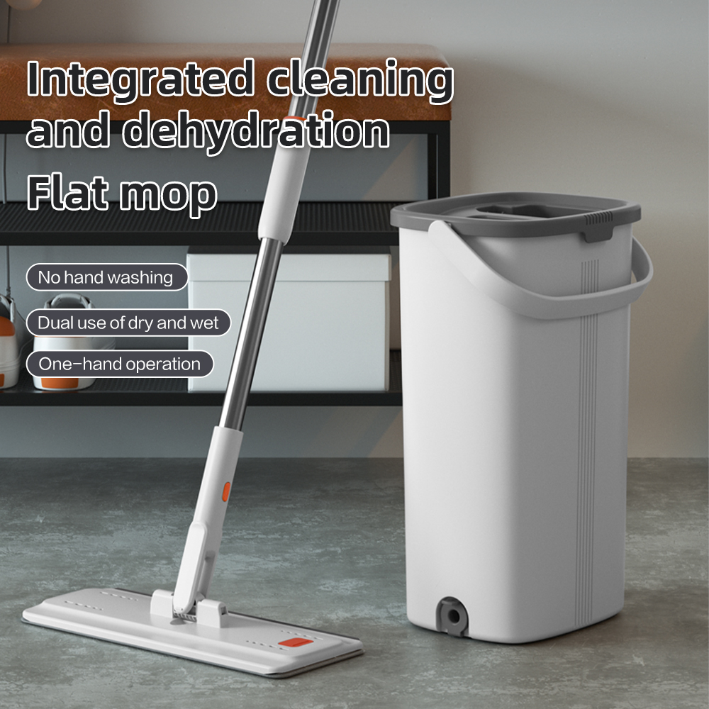 Factory Outlet Microfibre Flat Mop and Bucket Set Easy Home Free Hand Washing Scratch 