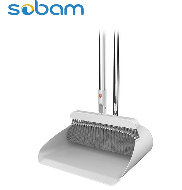 2022 New Plastic Dustpan & Broom Set Upright with Long Connected Handle for Household Floor Cleaning T12A