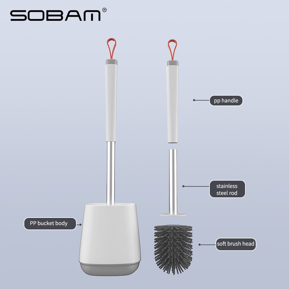 Wholesale High Quality Bathroom TPR Toliet Brush Cleaning Rubber Bristles Round Silicone Toilet Brush with Holder